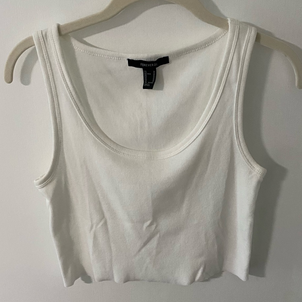 Forever 21 Classic Ribbed White Cropped Tank Top